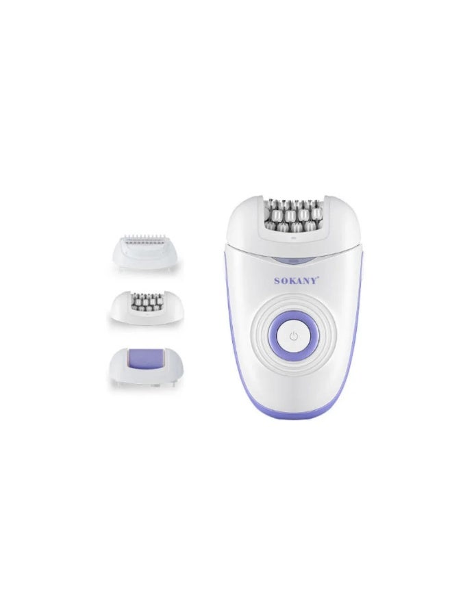 Sokany 3-in-1 Ladies Epilator & Shaver Beauty Kit, Rechargeable, Model SK-17003 - White & Light Blue - Image 1